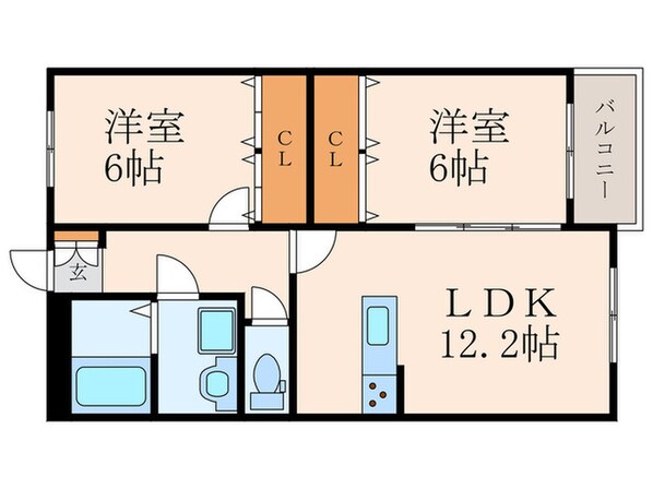 ブランボヌール小倉の物件間取画像